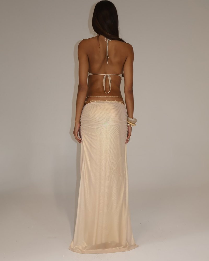 Gold Cutout Halter Maxi Dress H7021