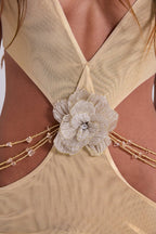 Gold Cutout Halter Maxi Dress H7021