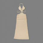 Gold Cutout Halter Maxi Dress H7021