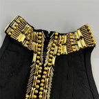 Gold Embellished Halter Midi Dress H6796