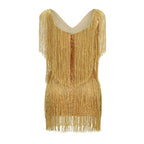 Gold Fringe Sleeveless Mini Dress H6219