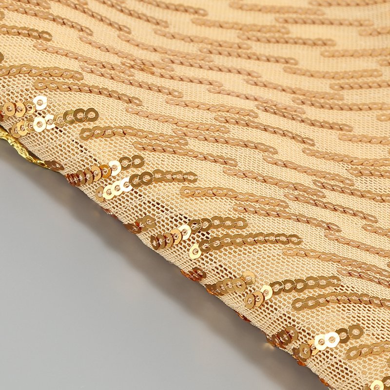Gold Fringe Sleeveless Mini Dress H6219