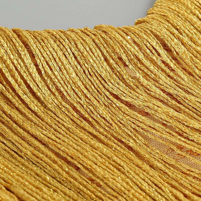 Gold Fringe Sleeveless Mini Dress H6219