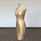 Gold Metallic Corset Midi Dress H6277