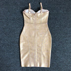 Gold Metallic Corset Midi Dress H6277