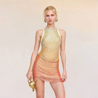 Fashion Gold Ombre Sleeveless Bodycon Dress H7157