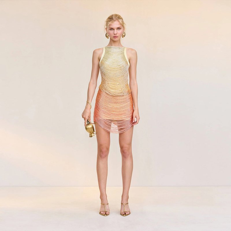 Fashion Gold Ombre Sleeveless Bodycon Dress H7157