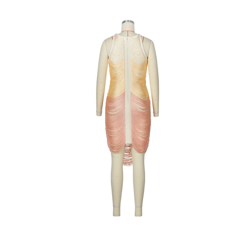 Fashion Gold Ombre Sleeveless Bodycon Dress H7157