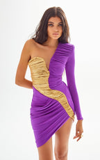 Gold Rose Asymmetric Bandage Dress H6497