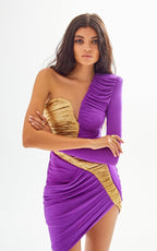Gold Rose Asymmetric Bandage Dress H6497