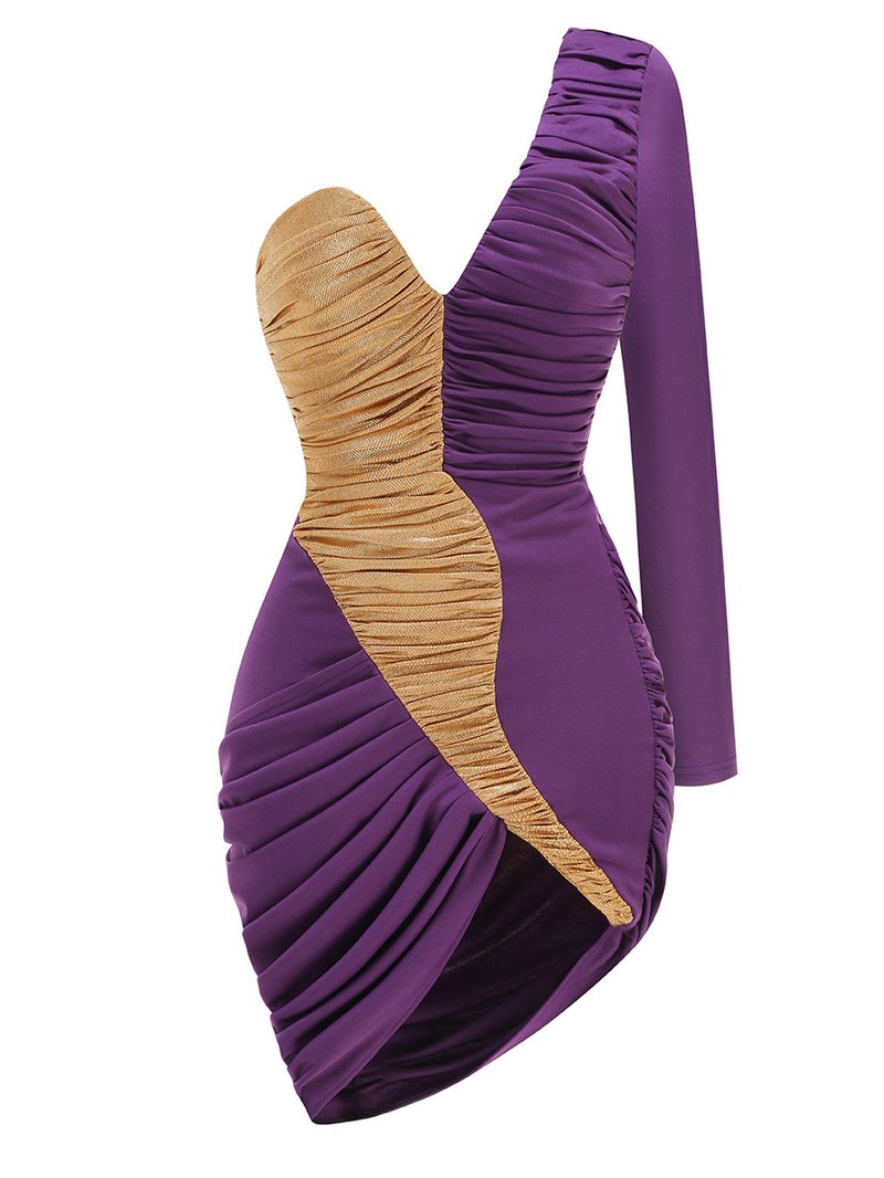 Gold Rose Asymmetric Bandage Dress H6497