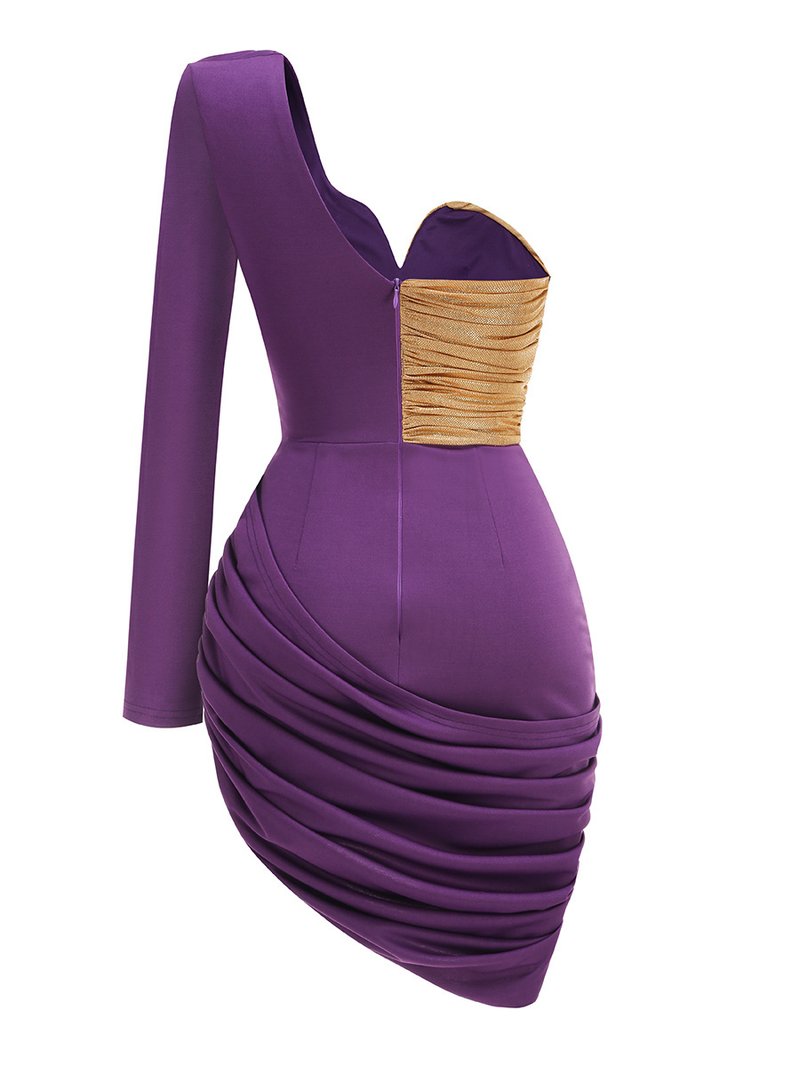 Gold Rose Asymmetric Bandage Dress H6497
