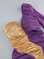 Gold Rose Asymmetric Bandage Dress H6497