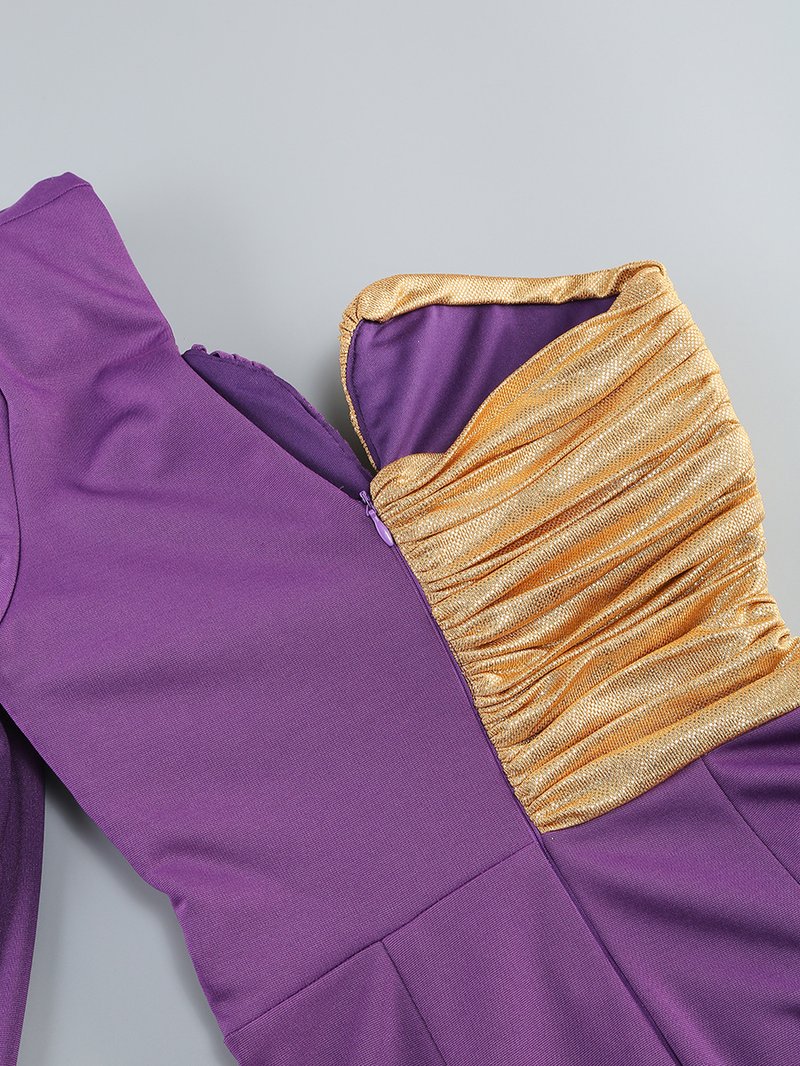 Gold Rose Asymmetric Bandage Dress H6497