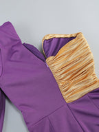 Gold Rose Asymmetric Bandage Dress H6497
