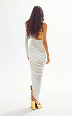 Gold Rose Asymmetric Bandage Dress H6497