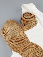 Gold Rose Asymmetric Bandage Dress H6497