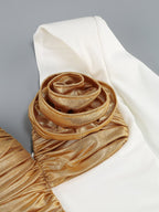 Gold Rose Asymmetric Bandage Dress H6497