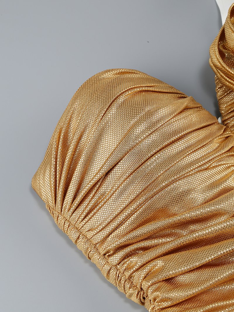 Gold Rose Asymmetric Bandage Dress H6497