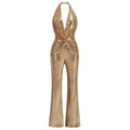 Gold Sequin Halter Jumpsuit H7069