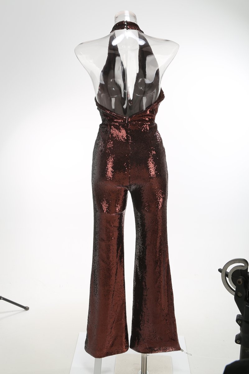 Gold Sequin Halter Jumpsuit H7069