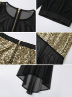 Gold Sequin Two-Piece Sheer Dress H7111