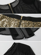 Gold Sequin Two-Piece Sheer Dress H7111