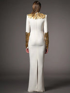 Golden Feather Collar Gown H6770