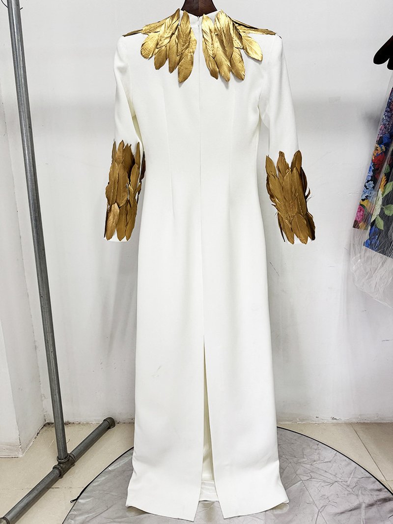 Golden Feather Collar Gown H6770