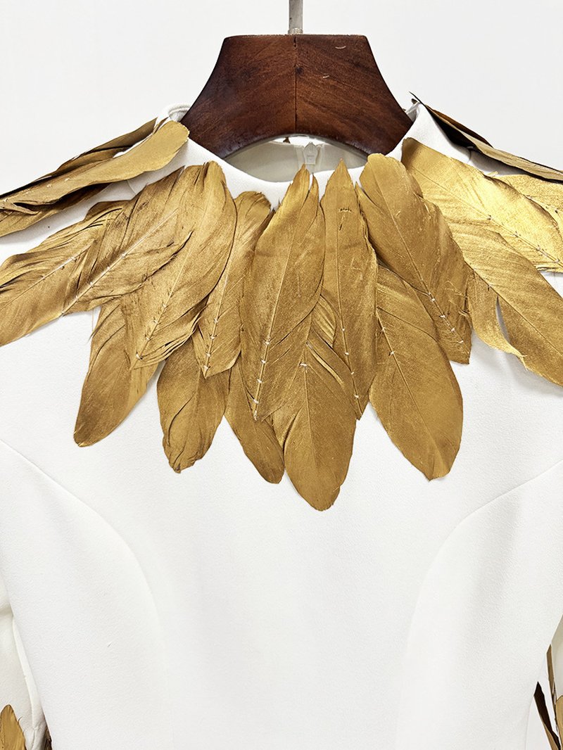 Golden Feather Collar Gown H6770