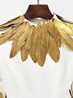 Golden Feather Collar Gown H6770