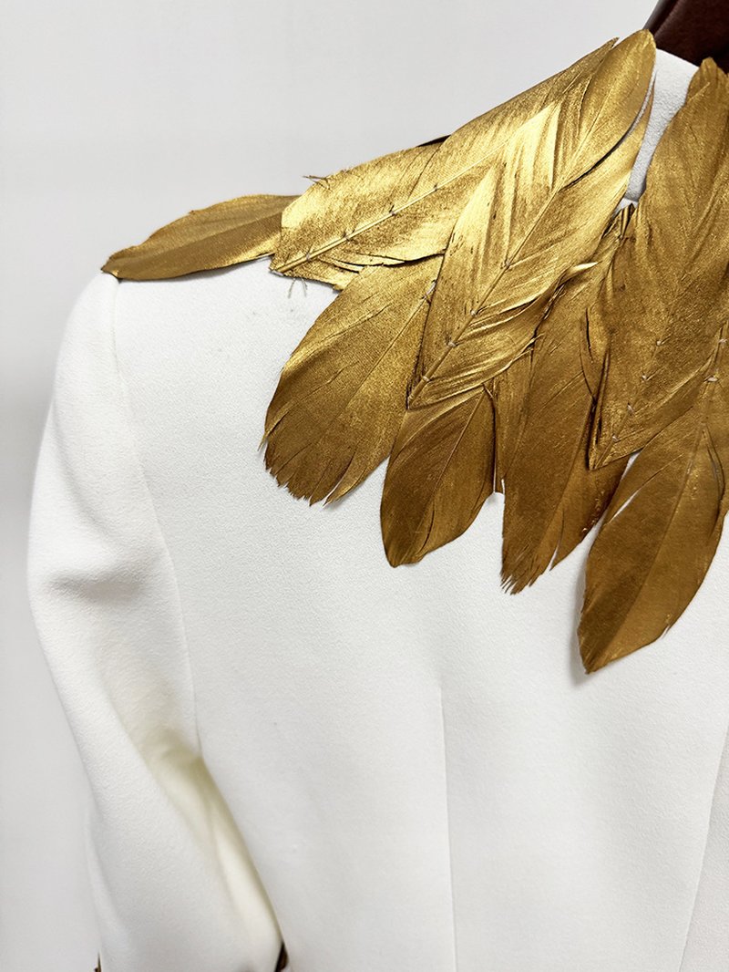 Golden Feather Collar Gown H6770