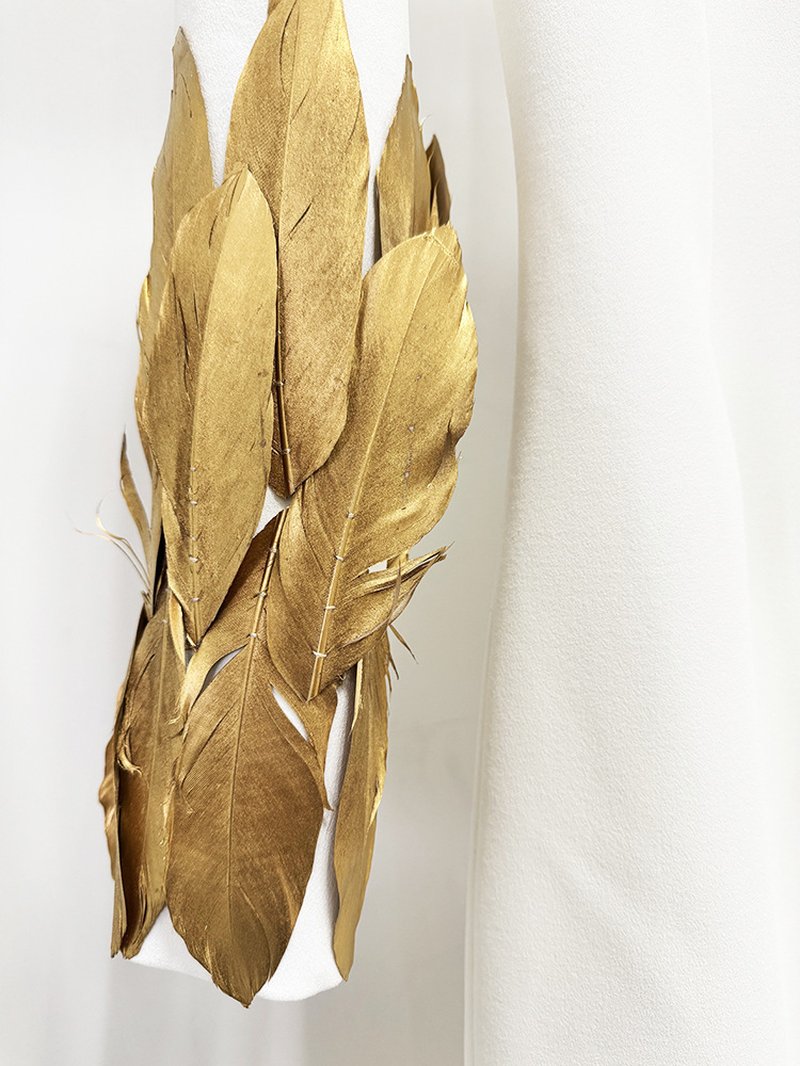 Golden Feather Collar Gown H6770