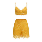Golden Lace Crop Top & Shorts Set H6838