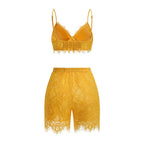 Golden Lace Crop Top & Shorts Set H6838