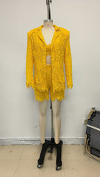 Golden Lace Crop Top & Shorts Set H6838