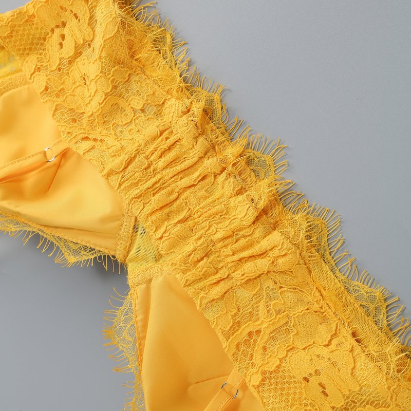 Golden Lace Crop Top & Shorts Set H6838