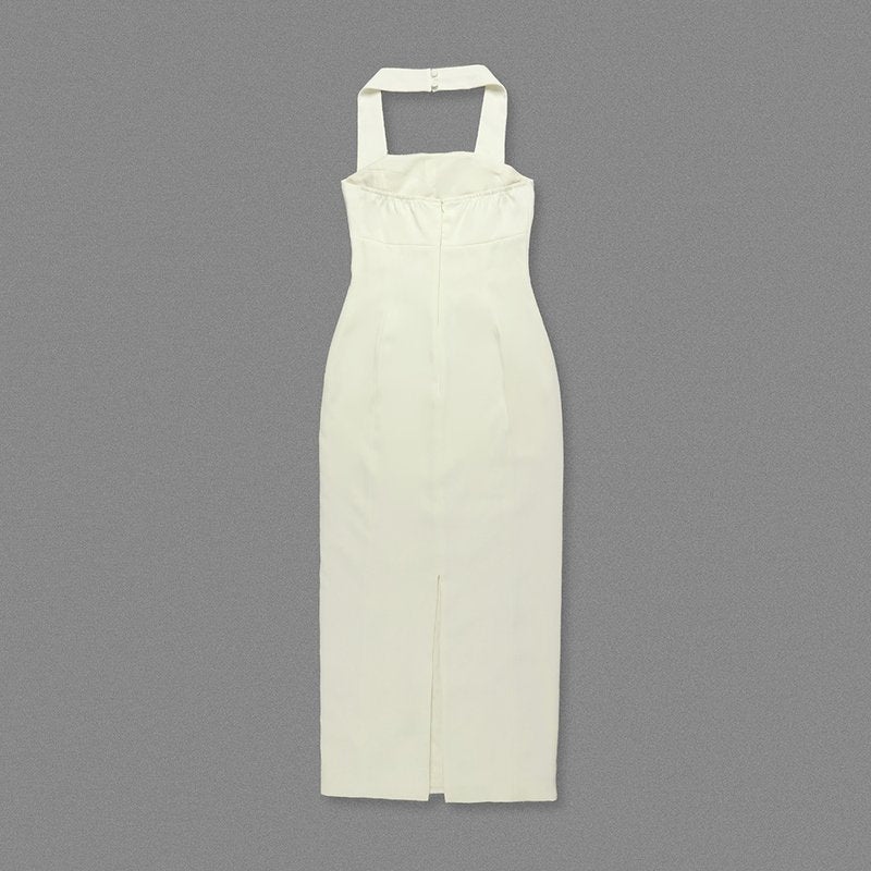 Halter Button Front Maxi Dress H6841
