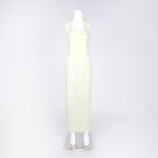 Halter Button Front Maxi Dress H6841