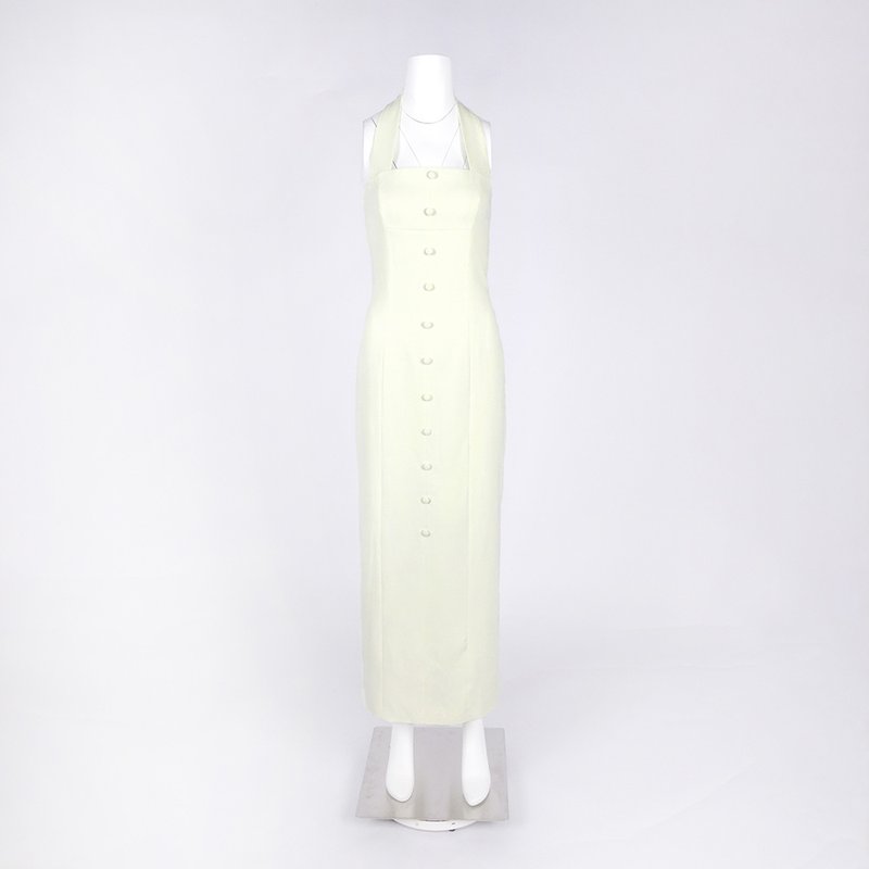 Halter Button Front Maxi Dress H6841