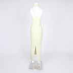 Halter Button Front Maxi Dress H6841