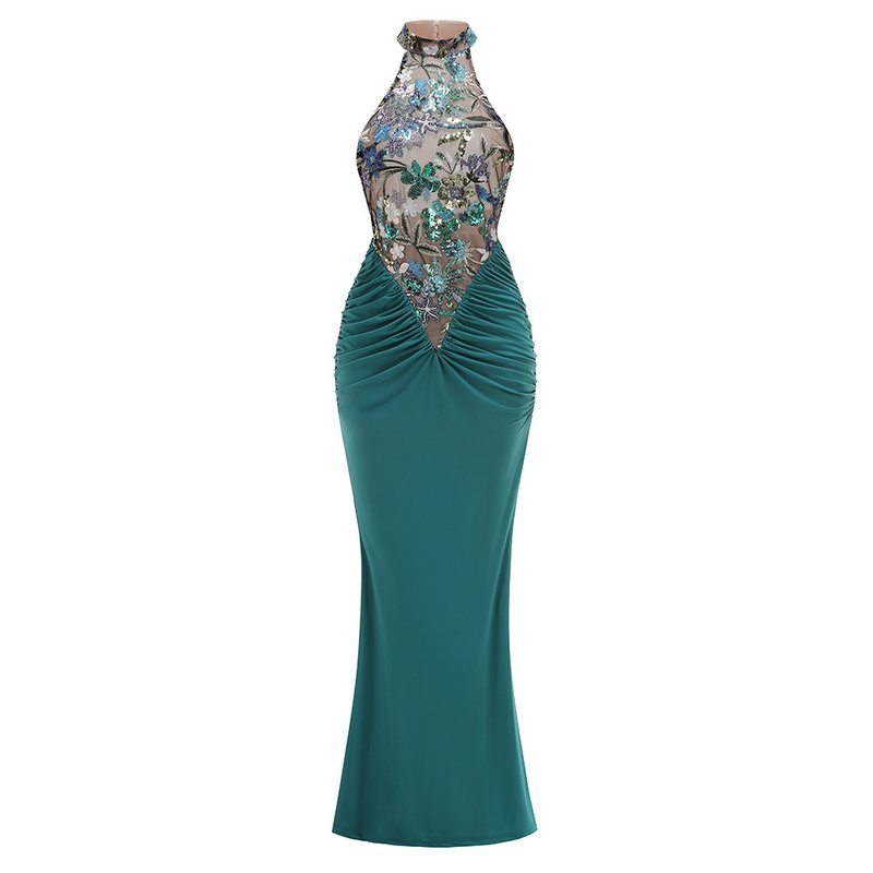 Halter Embellished Floral Mermaid Gown H6706