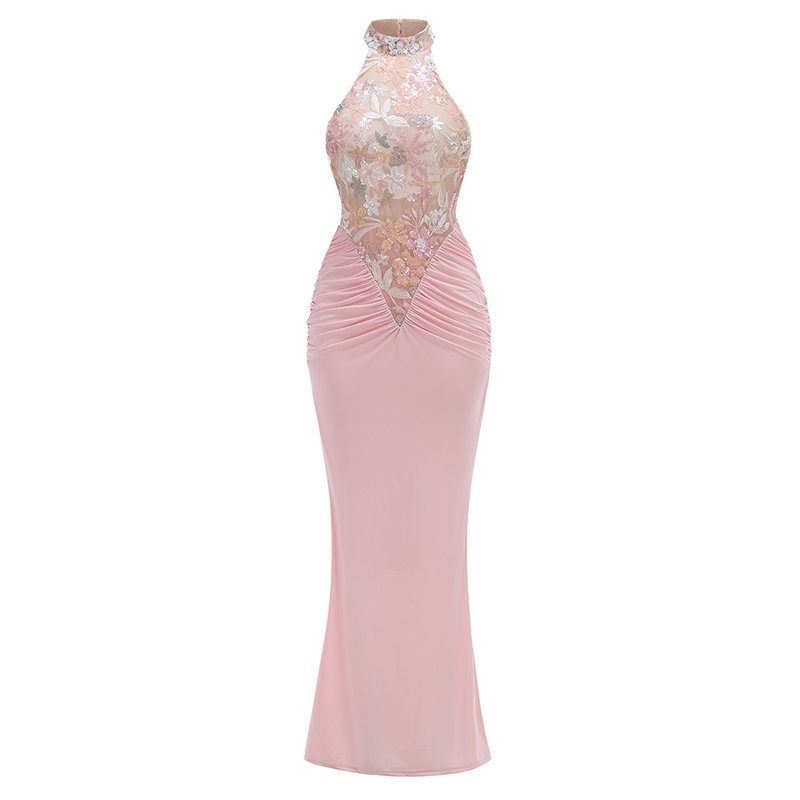 Halter Embellished Floral Mermaid Gown H6706