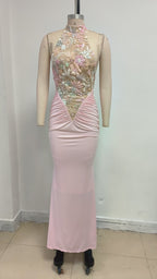 Halter Embellished Floral Mermaid Gown H6706