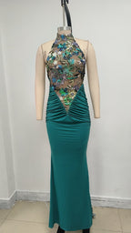 Halter Embellished Floral Mermaid Gown H6706