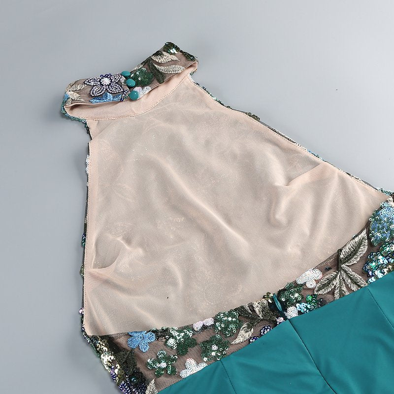 Halter Embellished Floral Mermaid Gown H6706