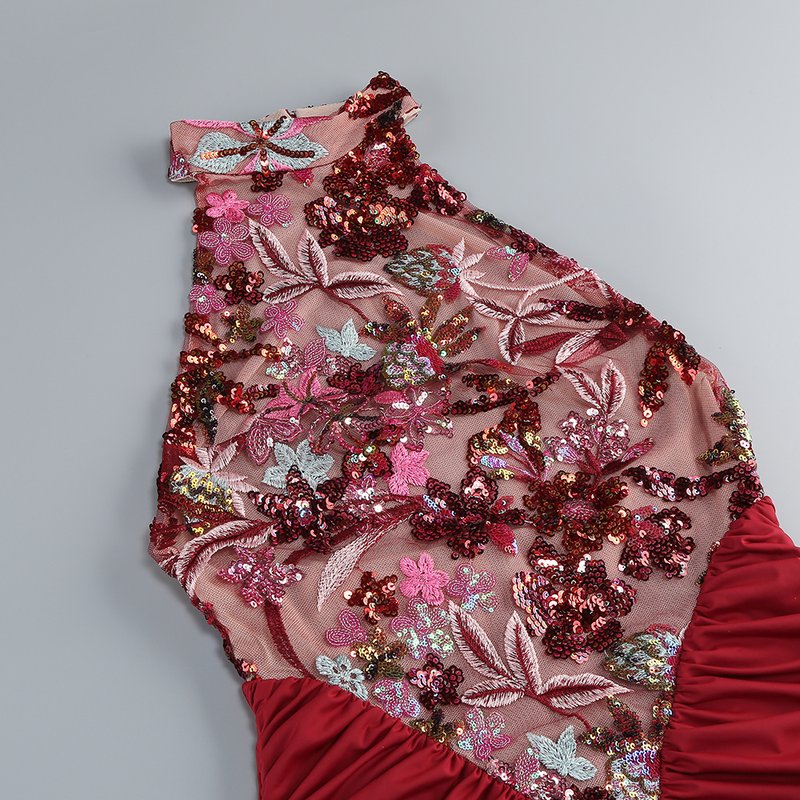 Halter Embellished Floral Mermaid Gown H6706