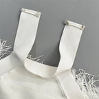 Halter Fringe White Midi Dress H6756