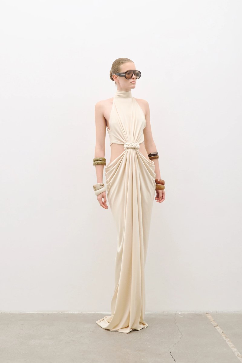 Halter Knot Front Maxi Dress H7023