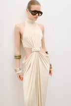Halter Knot Front Maxi Dress H7023